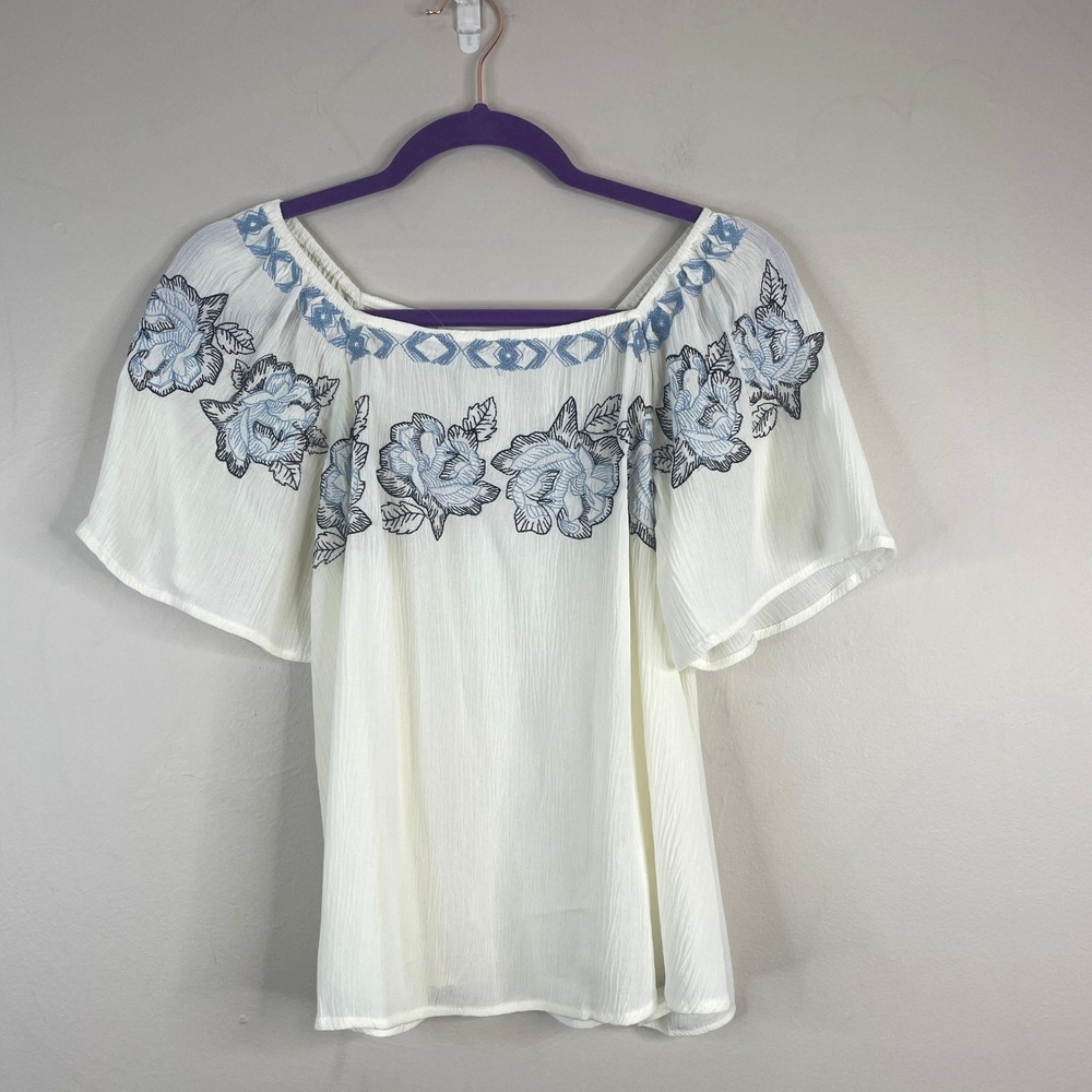 Womens Bohemian Embroidered Top Small Ruffle Floral Beach Festival Layered Flowy